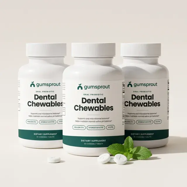 Three bottles of Gumsprout Dental Chewables